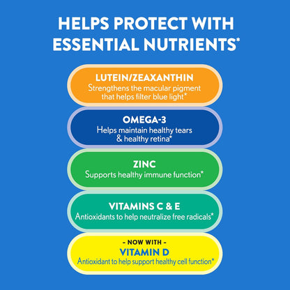 Ocuvite 50+ Eye Vitamin & Mineral Supplement, Multivitamin for Vision & Ocular Health with Omega-3, Zinc, Vitamins C & E, Lutein & Zeaxanthin, Zinc Supplements for Women and Men, 90 Softgels Nirvana Guru