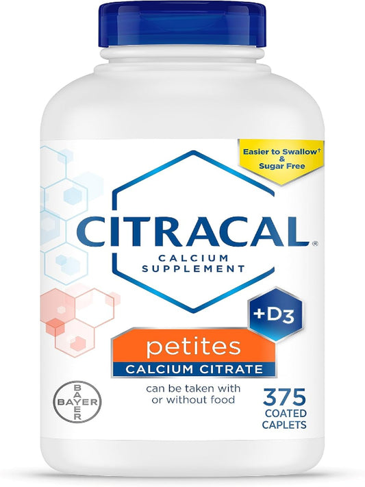 Citracal Petites, 400 mg Calcium Citrate, Easily Absorbed and Highly Soluble with 12.5 mcg (500 IU) Vitamin D3, Bone Health Support for Ages 12+, Smaller and Easier to Swallow Caplets, 375 Count Nirvana Guru