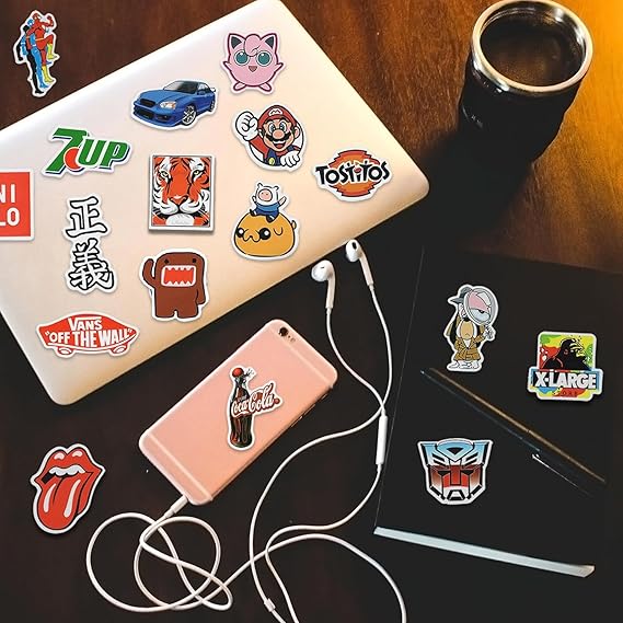 300pcs Cool Stickers for Adults, Brand Stickers for Water Bottles, Waterproof Vinyl Stickers Pack for Laptop, Skateboard, Luggage nirvanaguru
