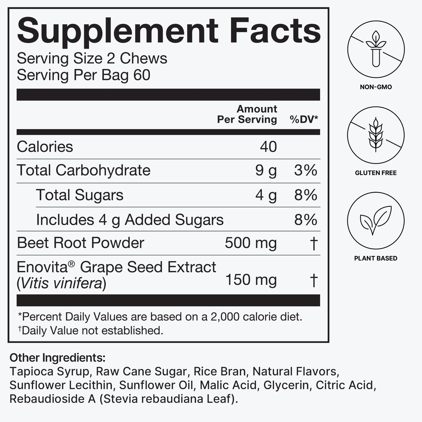 HumanN SuperBeets Heart Chews, Nitric Oxide and Blood Pressure Support, Grape Seed Extract & Non-GMO Beet Root Powder Energy, Pomegranate Berry Flavor, 120 Count - Nirvana Guru