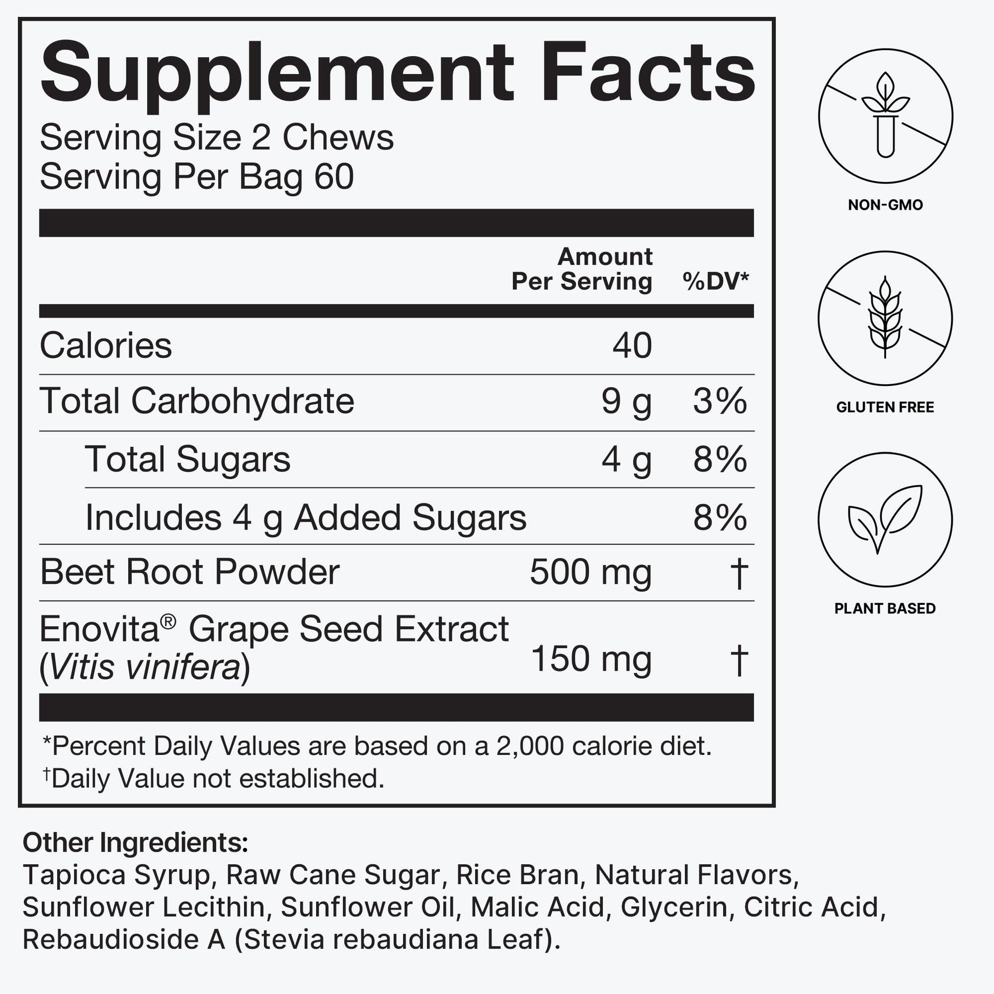 HumanN SuperBeets Heart Chews, Nitric Oxide and Blood Pressure Support, Grape Seed Extract & Non-GMO Beet Root Powder Energy, Pomegranate Berry Flavor, 120 Count - Nirvana Guru