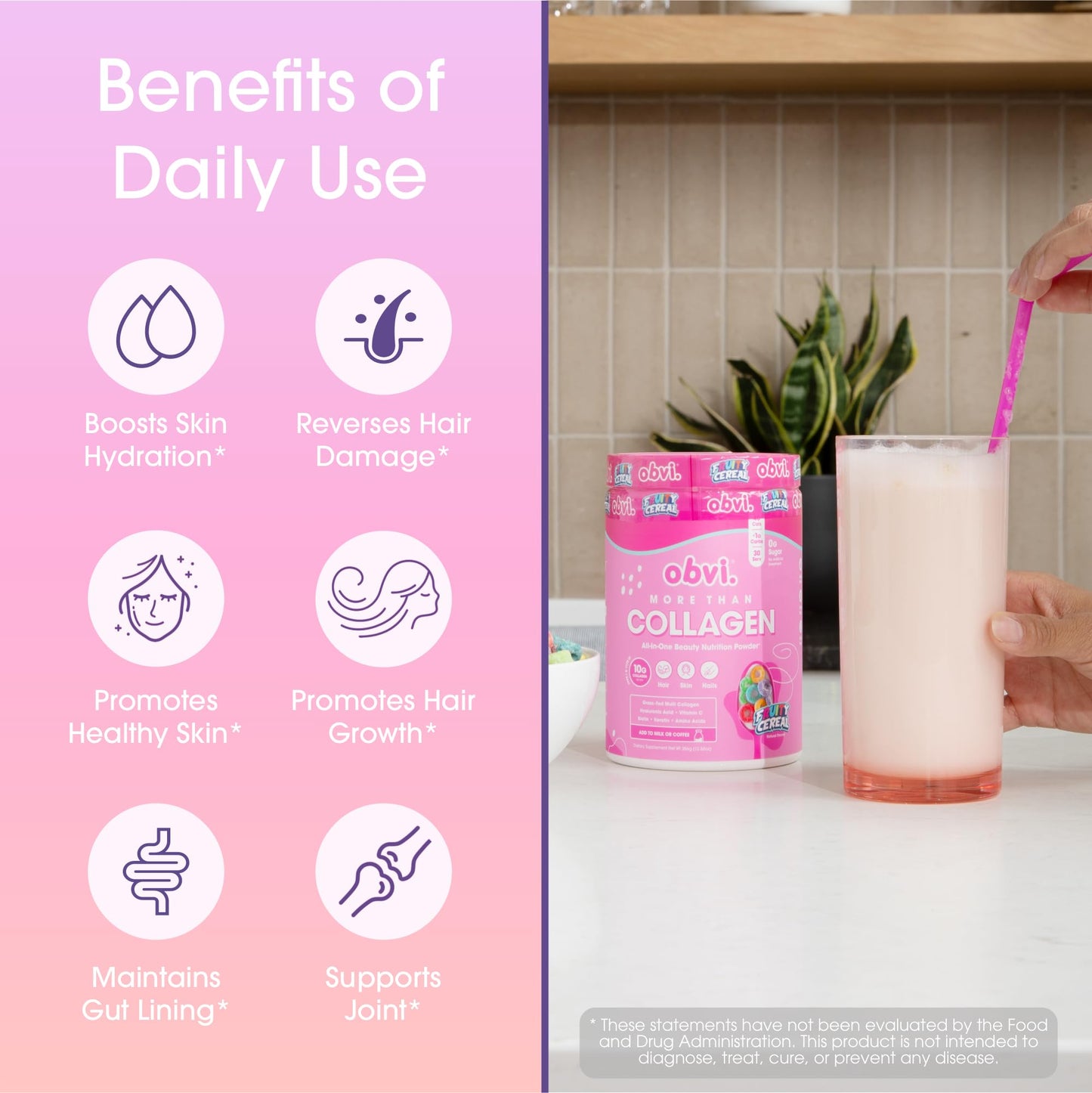Obvi More Than Collagen Powder | Supports Healthy Hair, Skin, Nails, Joints, Gut | Grass-Fed Multi Collagen Supplement with Hyaluronic Acid, Biotin, Keratin | Cocoa Cereal, 30 Servings - Nirvana Guru