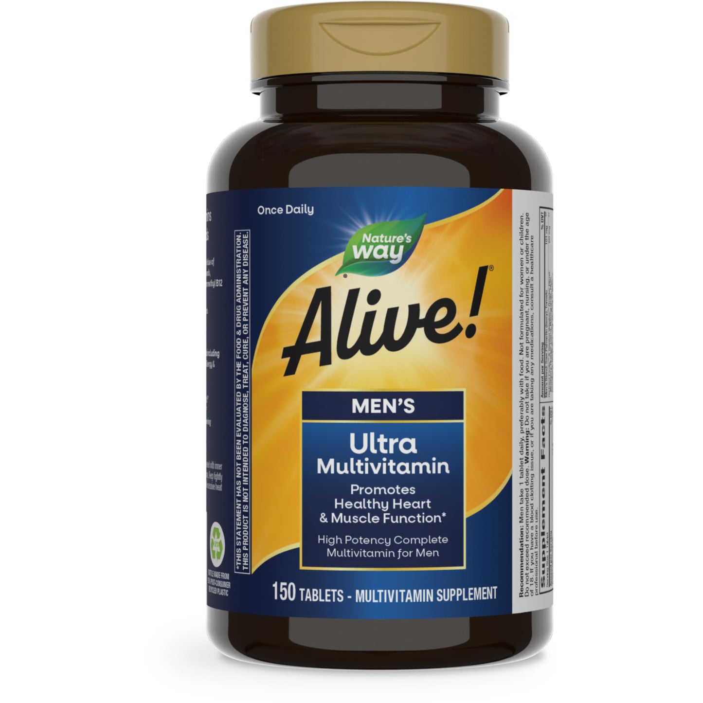 Nature's Way Alive! Men's Daily Ultra Multivitamin, High Potency Formula, Promotes Healthy Heart & Muscle Function*, with Methylated B12, Gluten Free, 60 Tablets - Nirvana Guru