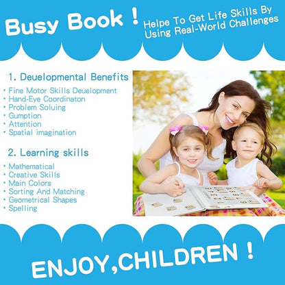 iHarPro Busy Book for Kids, Montessori Toys for Toddlers, Autism Sensory Educational Toys, Toddler Preschool Learning Activity Binder and Early Books - for Boys & Girls Develops Fine Motor Skills nirvanaguru