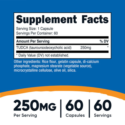 Nutricost Tudca 250mg, 60 Capsules (Tauroursodeoxycholic Acid) - Premium Quality Nirvana Guru