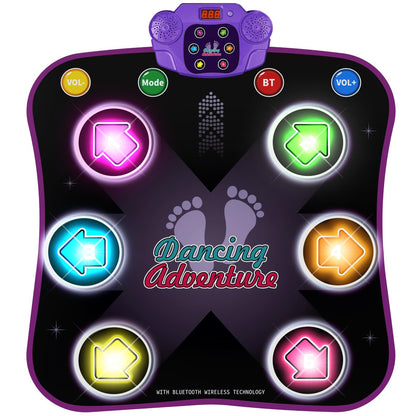 Flooyes Dance Mat Toys for 3-12 Year Old Kids, Electronic Dance Pad with Light-up 6-Button Wireless Bluetooth, Music Dance with 5 Game Modes, Birthday Toys Gifts for 3 4 5 6 7 8 9 10+ Year Old Girls Nirvana Guru