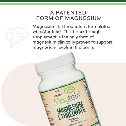 Magnesium L Threonate, Magtein™, Sleep and Cognitive Support – High Absorption – Most Bioavailable Form of Magnesium – 2,000 mg – 120 Capsules Nirvana Guru