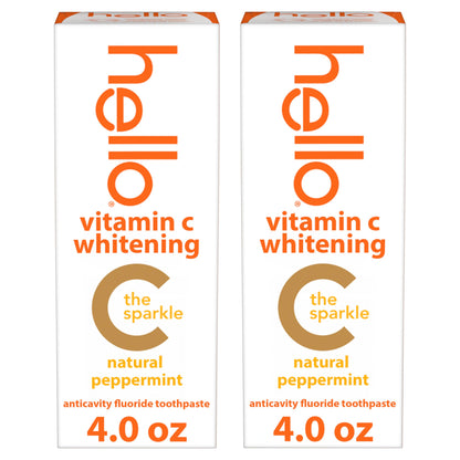 hello Vitamin C Whitening Toothpaste with Fluoride, Whitening SLS Free Toothpaste, Up to 2 Shades Whiter Teeth, No Peroxide, Safe for Everyday Use, Natural Peppermint, 4.0 Oz Nirvana Guru