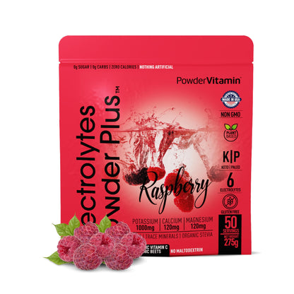 PowerVitamin Lemonade Electrolytes Powder No Sugar for Daily Energy - Keto Electrolytes - Hydration Powder with 1000mg Potassium, 120mg Calcium, Magnesium, Organic Vitamin C, 100 Servings