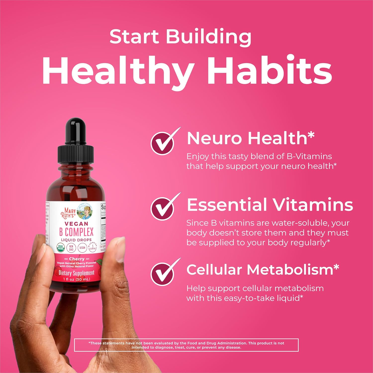 MaryRuth Organics Vitamin B Complex | B Vitamins Complex | Biotin | Vitamin B12 | Niacin | Folate | Metabolic Support Supplement | Vegan | USDA Organic | Non-GMO | Gluten Free | 2 Month Supply - Nirvana Guru