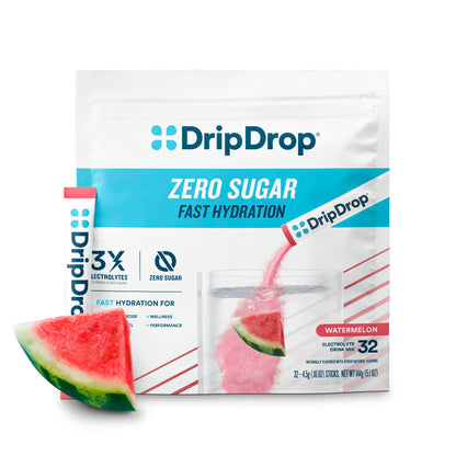 DripDrop Sugar Free Hydration Packets - Zero Classic Variety Pack - Single Serve Electrolytes Powder Drink Mix - Lemon Lime, Watermelon, Peach, Passion Fruit - Non-GMO, Gluten Free, Vegan - 32 Sticks