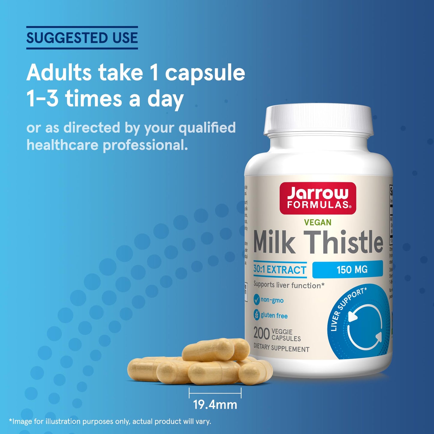 Jarrow Formulas Milk Thistle 150 mg With 30:1 Standardized Silymarin Extract, Dietary Supplement for Liver Function Support, 200 Veggie Capsules, 66-200 Day Supply - Nirvana Guru
