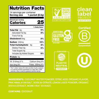 Cure Hydration | Plant-Based Electrolyte Drink Mix | No Added Sugar | FSA & HSA | Dehydration Relief Powder Made with Coconut Water | Non-GMO | Vegan | Pouch of 14 Packets - Berry Pomegranate