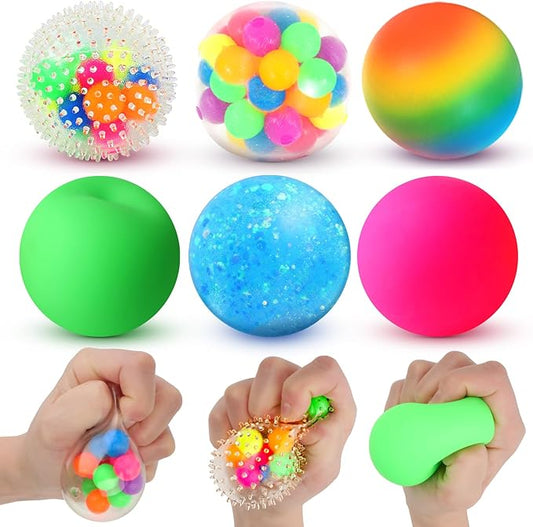 6 Set Squishy Sensory Stress Squeezing Balls forAdults: Best Calming Tool to Relieve Anxiety, Vent Mood and Improve Focus, Easter Basket Stuffers for Kids, Goodie Bag Stuffers nirvanaguru