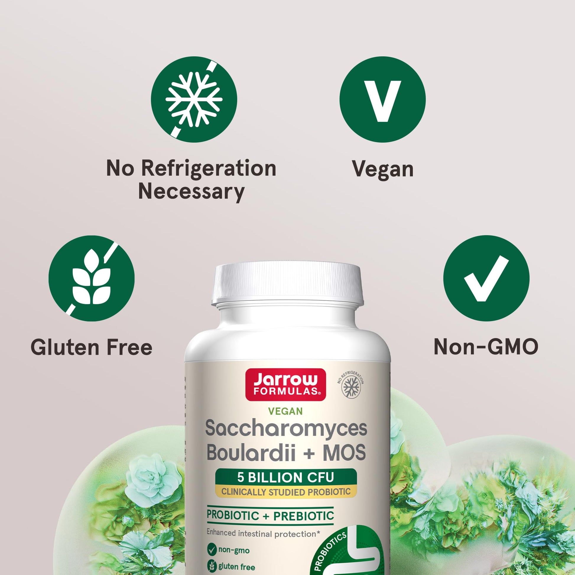Jarrow Formulas Saccharomyces Boulardii Probiotics + MOS 5 Billion CFU Probiotic Yeast for Intestinal Health Support, Gut Health Supplements for Women and Men, 180 Veggie Capsules, 180 Day Supply - Nirvana Guru