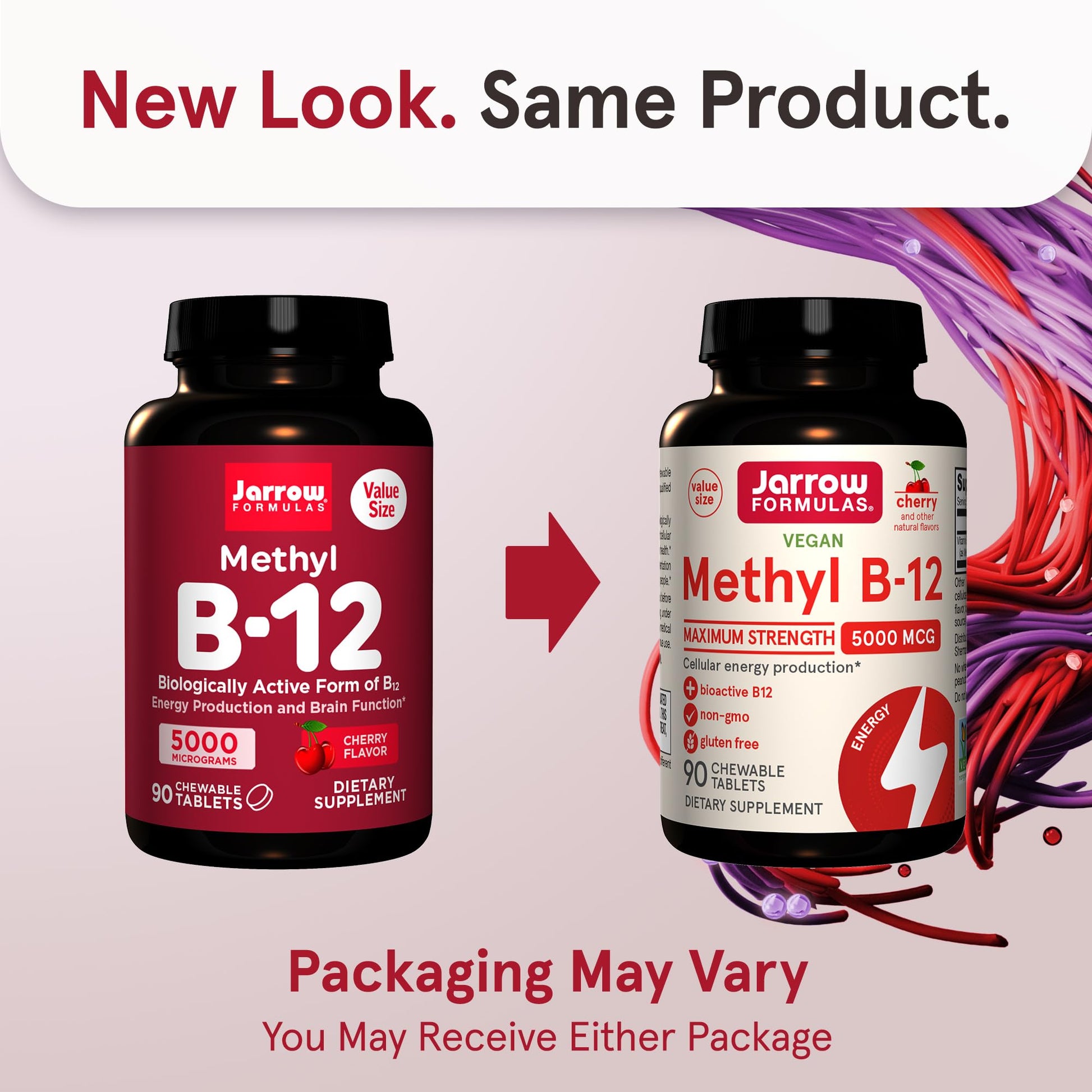 Jarrow Formulas Vitamin B12 5000 mcg - Maximum Strength for Cellular Energy and Brain Health, 60 Cherry Chewable Tablets, B12 Vitamins 5000 mcg - Nirvana Guru