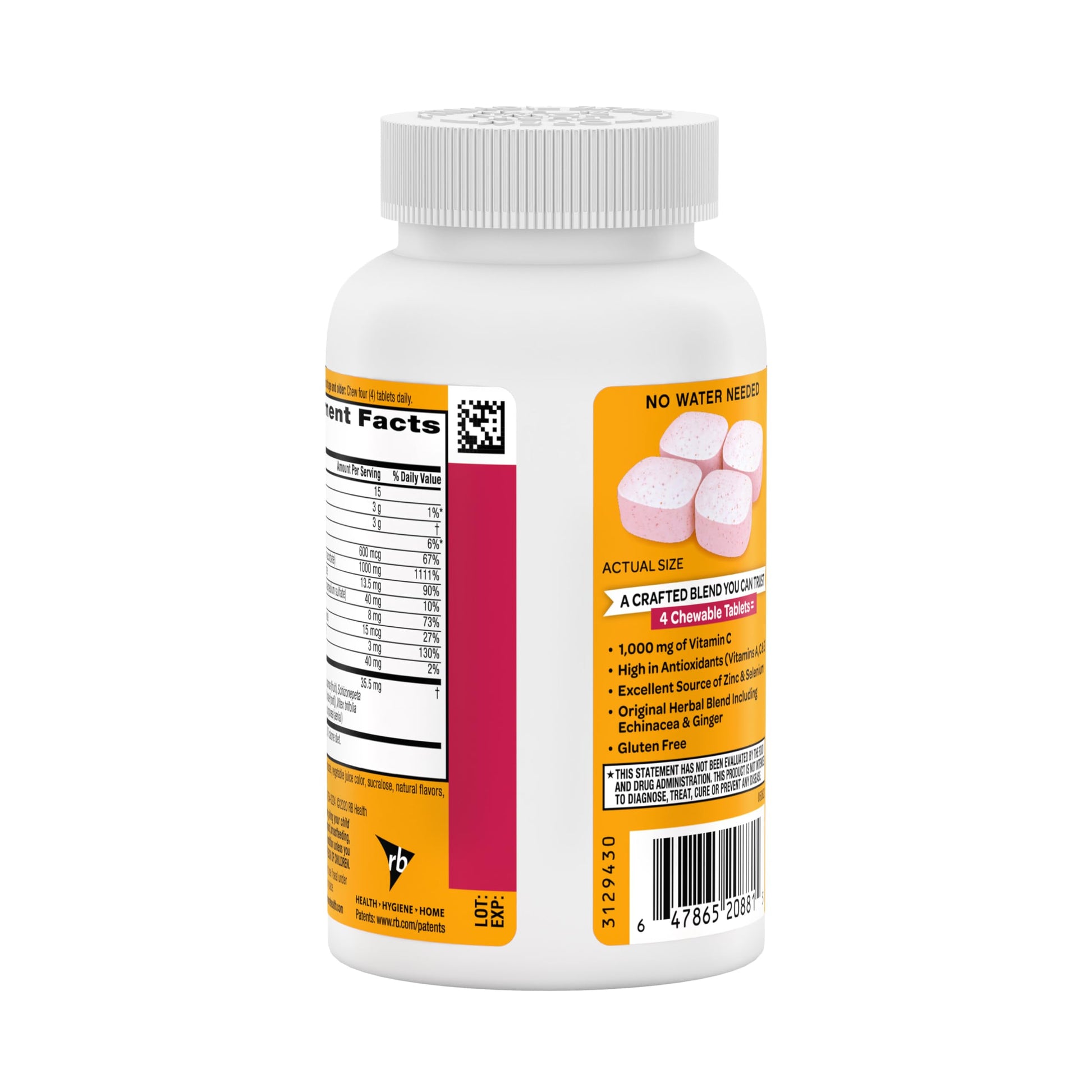 Airborne Vitamin C 1000mg (per Serving) - Citrus Chewable Tablets (116 Count in a Bottle), Gluten-Free Immune Support Supplement, with Vitamins A C E, Zinc, Selenium, Echinacea, Ginger, Antioxidants Nirvana Guru