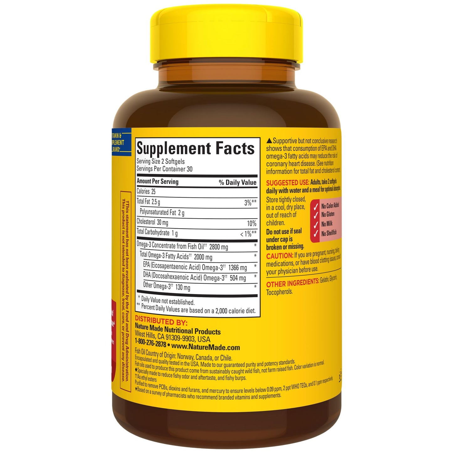 Nature Made Extra Strength Omega 3 Fish Oil Supplements, 2800mg, Fish Oil Omega 3 Supplements as Ethyl Esters for Healthy Heart, Brain, Eyes, Mood Support, 60 Softgels, 30 Day Supply - Nirvana Guru