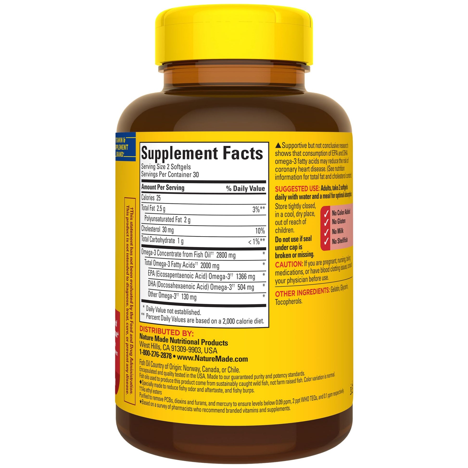Nature Made Extra Strength Omega 3 Fish Oil Supplements, 2800mg, Fish Oil Omega 3 Supplements as Ethyl Esters for Healthy Heart, Brain, Eyes, Mood Support, 60 Softgels, 30 Day Supply - Nirvana Guru