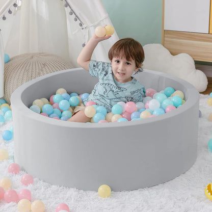 Foam Ball Pit, 35.4"x 11.8" Ball Pits for Toddlers, Soft Round Kiddie Baby Playpen Ball Pool for Kids, Ideal Gift for Babies Indoor and Outdoor Game, Grey, (Balls not Included) Nirvana Guru