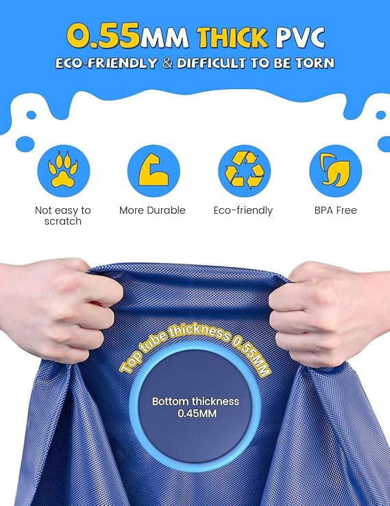 VISTOP Non-Slip Splash Pad for Kids and Dog, Thicken Sprinkler Pool Summer Outdoor Water Toys - Fun Backyard Fountain Play Mat for Baby Girls Boys Children or Pet Dog (67 inch, Blue&Blue) nirvanaguru