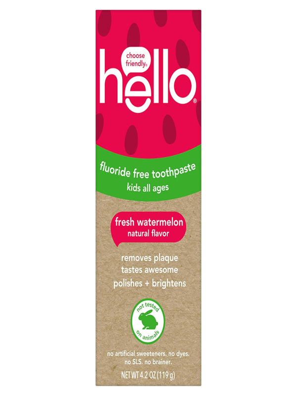 hello Fresh Watermelon Fluoride Free Kids Toothpaste, 4.2 Oz Tube Nirvana Guru