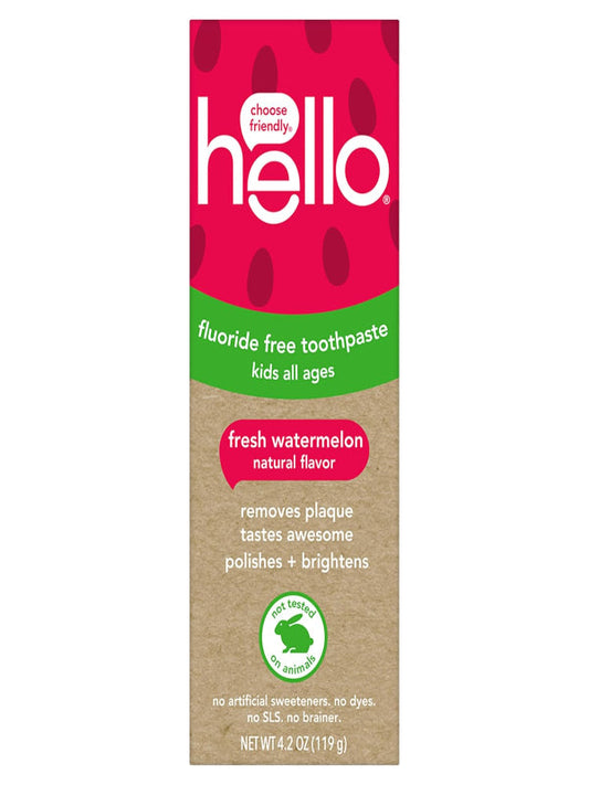 hello Fresh Watermelon Fluoride Free Kids Toothpaste, 4.2 Oz Tube Nirvana Guru