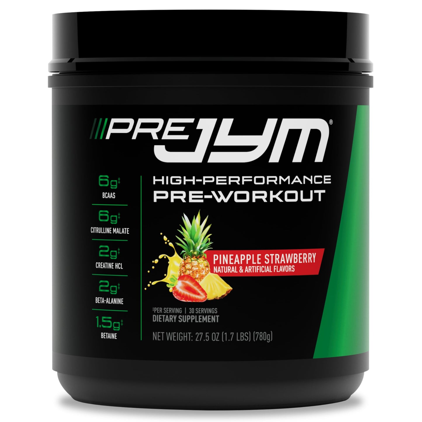 JYM Supplement Science Pre JYM Strawberry Kiwi Pre Workout Powder - BCAAs, Nootropics, Creatine HCI, Citrulline, Beta-Alanine, Betaine, Taurine, Huperzine 30 Servings Nirvana Guru