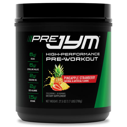 JYM Supplement Science Pre JYM Strawberry Kiwi Pre Workout Powder - BCAAs, Nootropics, Creatine HCI, Citrulline, Beta-Alanine, Betaine, Taurine, Huperzine 30 Servings Nirvana Guru