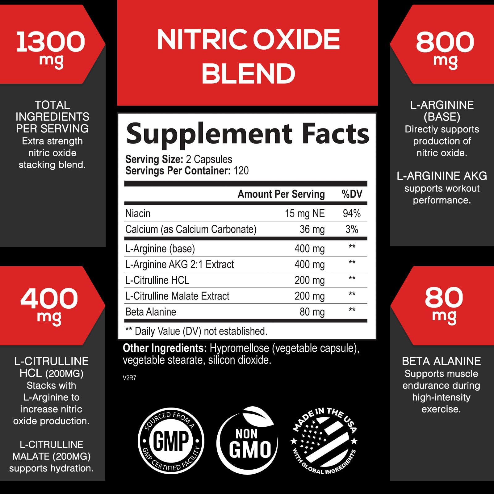Extra Strength Nitric Oxide Supplement 3X Strength L Arginine, Citrulline Malate, AAKG, Beta Alanine - Premium Muscle Supporting Nitric Booster - Natural Energy & Heart Health Support - 180 Capsules Nirvana Guru