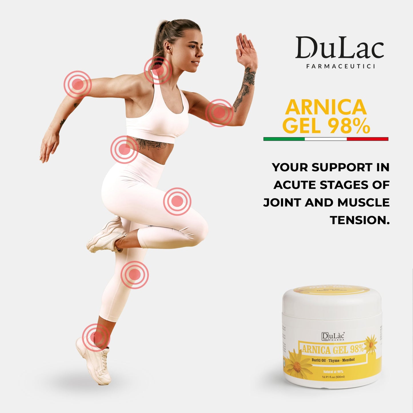 Dulàc - Arnica Gel for Bruising and Swelling 16.9 Fl Oz, 98% Arnica Montana Cream Extra Strength for Muscle and Joint Relief, Non-Greasy, Natural Formula, Cool Effect, Alcohol Free