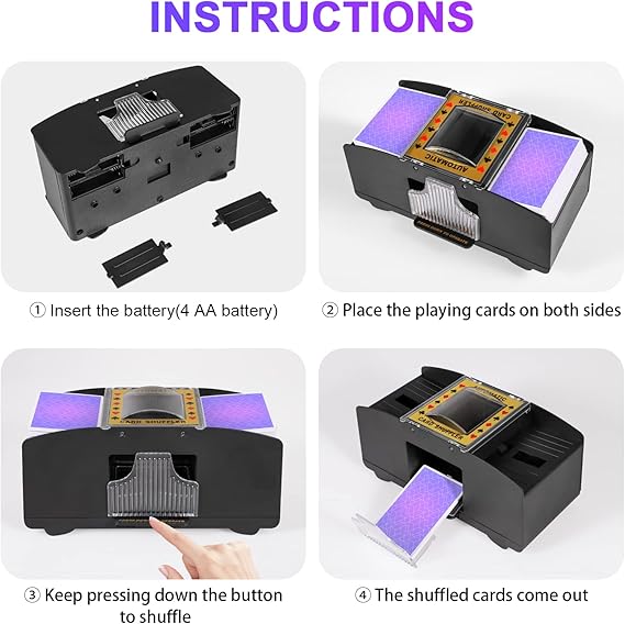 Automatic Card Shuffler 2/1/4/6 Deck,Battery-Operated Electric UNO Poker Shuffler,Playing Card Shuffler for Home Card Game,Travel nirvanaguru