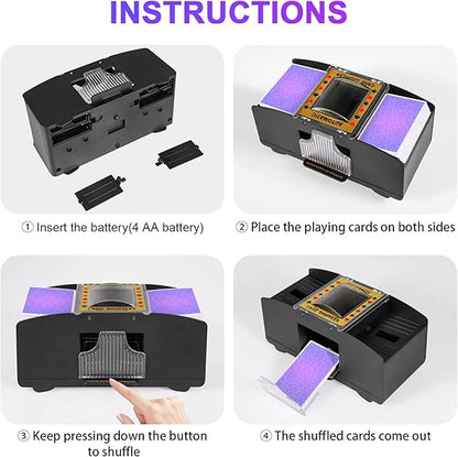 Automatic Card Shuffler 2/1/4/6 Deck,Battery-Operated Electric UNO Poker Shuffler,Playing Card Shuffler for Home Card Game,Travel nirvanaguru