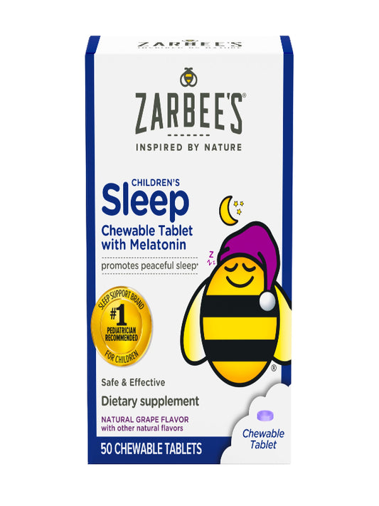 Zarbee’s Kids Melatonin Sleep Chewable Tablets, 1 mg, Drug & Alcohol-Free, Non-Habit Forming Sleep Support, Natural Grape Flavor, No Artificial Sweeteners or Dyes, Gluten Free, Ages 3+, 50 Ct Bottle Nirvana Guru