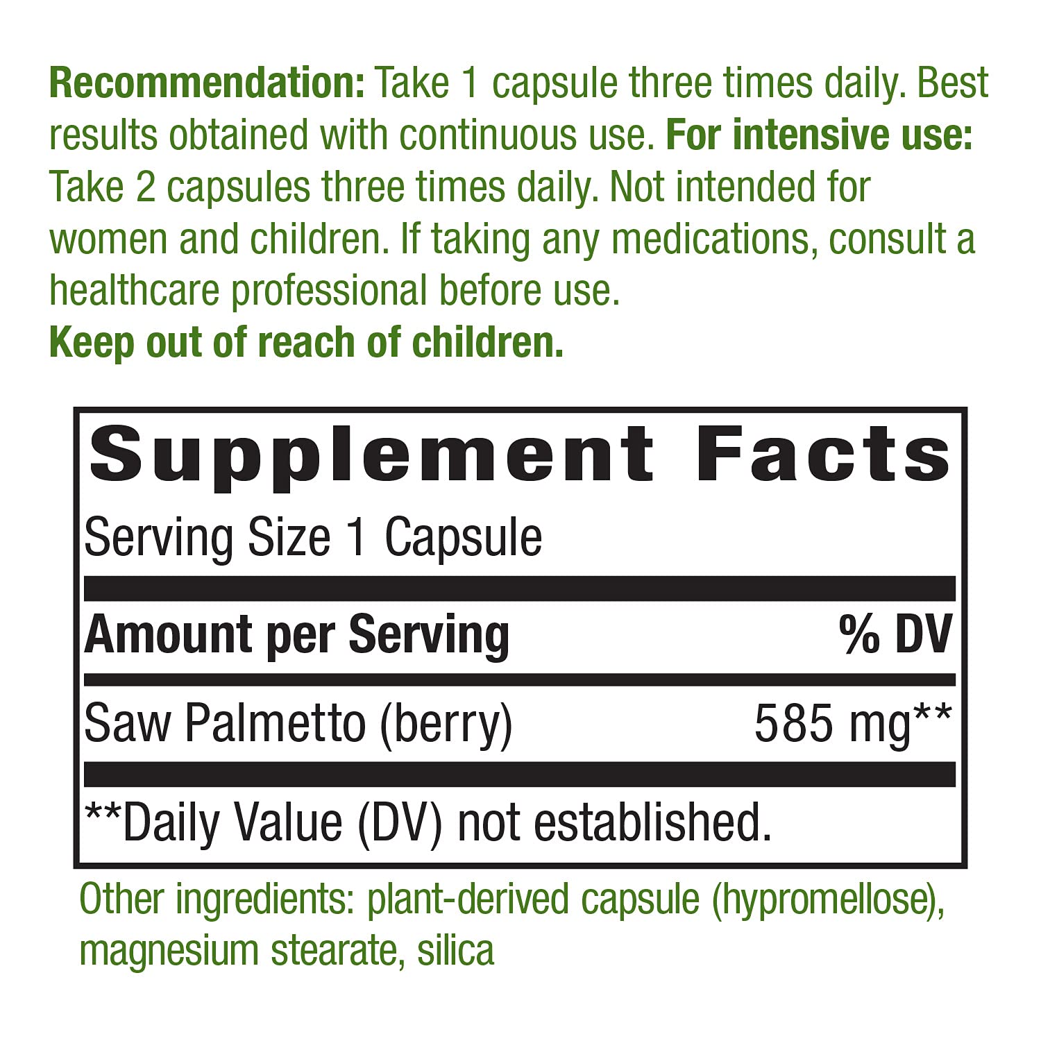 Nature's Way Saw Palmetto Berries, Traditional Prostate Support*, 585 mg per Serving, Non-GMO Project Verified, Vegan, 180 Capsules (Packaging May Vary) - Nirvana Guru