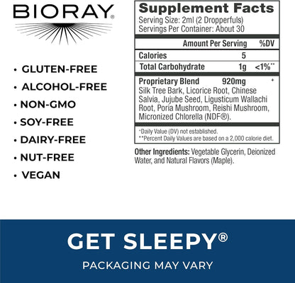 BIORAY Daily Get Sleepy - 2 fl oz - Relaxation & Rest Support - with Medicinal Mushrooms & Micronized Chlorella - Non-GMO, Vegan, Gluten Free - Approx. 30 Servings Nirvana Guru