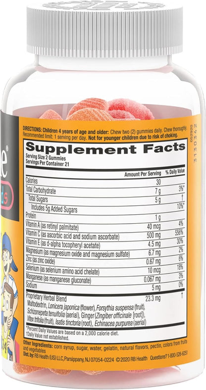 Airborne Vitamin C 500mg (per Serving) Kids Assorted Fruit Flavored Gummies (42 Count in a Bottle), Gluten-Free Immune Support Supplement with Vitamins A C E, Selenium, Echinacea & Ginger Nirvana Guru