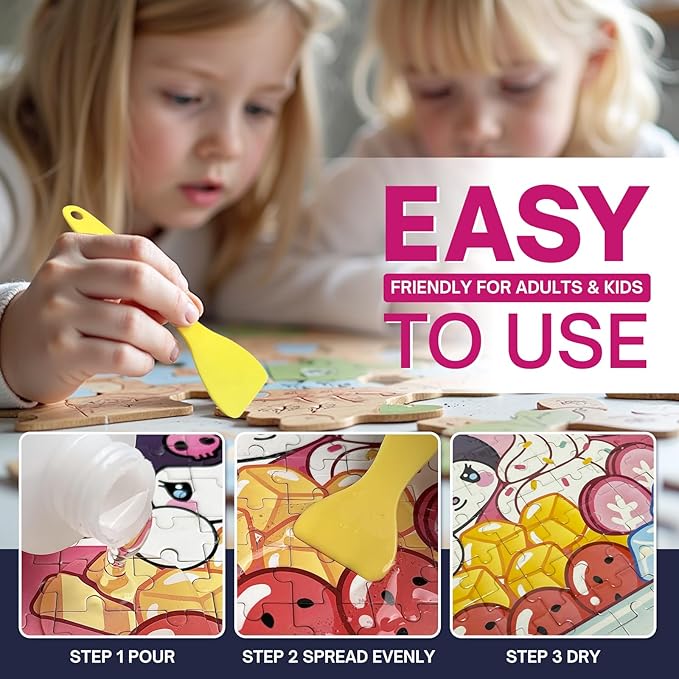 Jigsaw Puzzle Glue Clear, 200ML Puzzle Glue with Two Applicators, Easily Preserves Finished Puzzles, Quick-Drying, Non-Toxic & Clear Water-Soluble puzzle glue Kit for Adults, for 3000/4500/5000 Pieces nirvanaguru