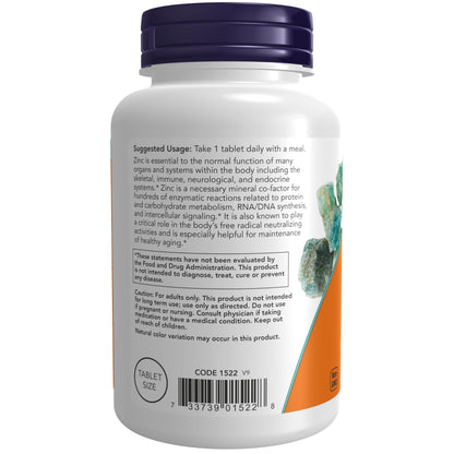 NOW Foods Supplements, Zinc (Zinc Gluconate) 50 mg, Supports Enzyme Functions*, Immune Support*, 100 Tablets - Nirvana Guru