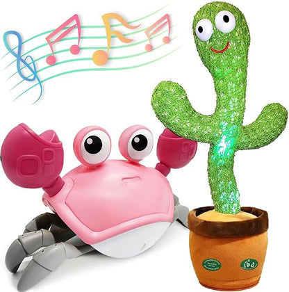 Pbooo Interactive Dancing Talking Cactus and Crawling Baby Toy Set - Perfect for Fun and Development nirvanaguru