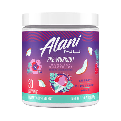 Alani Nu Pre Workout Powder Hawaiian Shaved ICE, Amino Energy Boost, Endurance Supplement, Sugar Free, 200mg Caffeine, L-Theanine, Beta-Alanine, L-Citrulline, 30 Servings Nirvana Guru