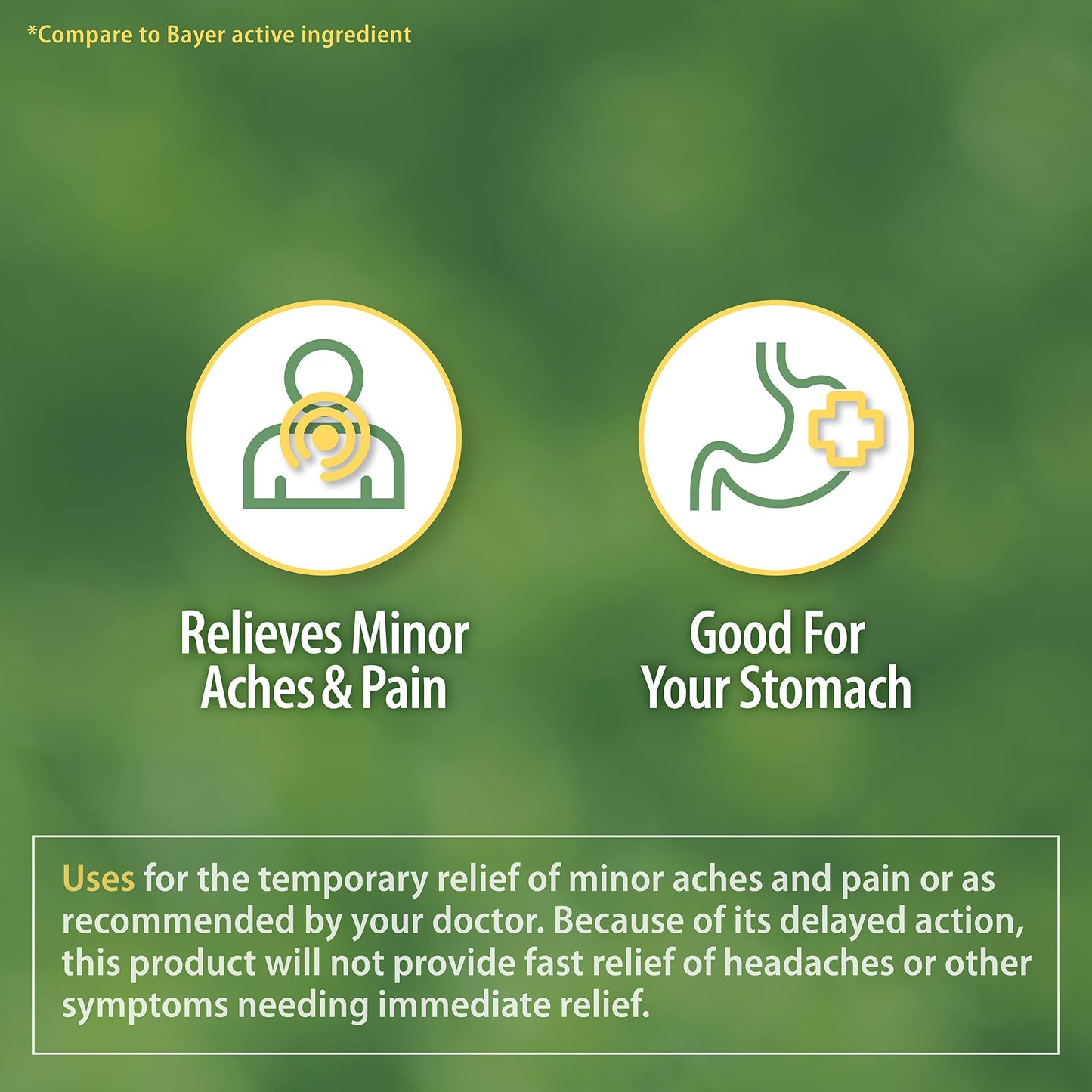 HealthA2Z® Aspirin 81 mg | Low Strength | Enteric Coated | Pain Relief | Reduces Minor Aches Muscle Pain & Cramps | Fever Reducer | Reduces Headache (365 Counts)