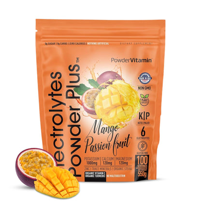 PowerVitamin Lemonade Electrolytes Powder No Sugar for Daily Energy - Keto Electrolytes - Hydration Powder with 1000mg Potassium, 120mg Calcium, Magnesium, Organic Vitamin C, 100 Servings