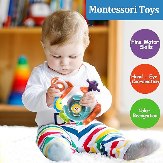 Montessori Sensory Toys for Toddlers 1-3 - Travel Activities Busy Board Cube - Baby Gifts for 6 9 12 18 Months 1 2 One Year Old Infant Boys Girls - Airplane Plane Car Travel Toys Educational Learning nirvanaguru