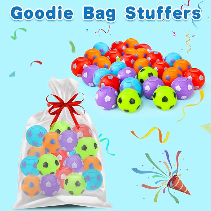 32PCS Fidget Spinner Soccer Balls Sports Birthday Party Favors Bulk for Kids 4-8 8-12 Goodie Treat Bag Stuffers Classroom Treasure Box Toys Carnival Prizes Pinata Fillers Mini Return Gifts nirvanaguru
