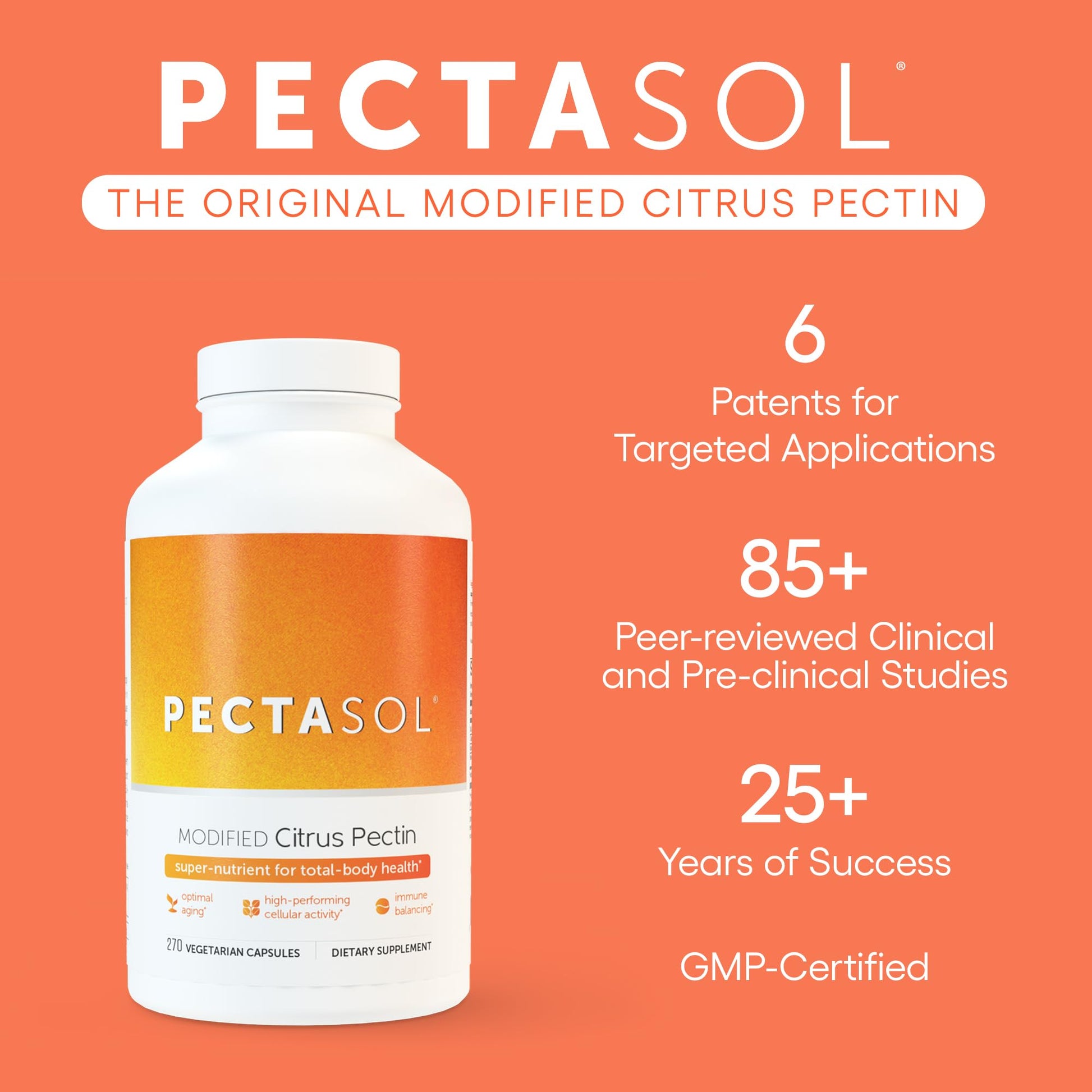 PectaSol Modified Citrus Pectin – 270 Capsules – Total-Body Health Supplement to Support the Heart, Immune System, Inflammation Response & Healthy Aging + Maintain Healthy Galectin-3 Levels - Nirvana Guru