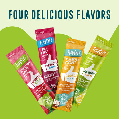 FlavCity Electrolytes Powder Packets - 28 Hydration Packets, Variety Pack - No Added Sugar - Hydration Powder with Real Fruit & Unrefined Sea Salt - Keto & Gluten-Free (28 Stick Packs) Nirvana Guru