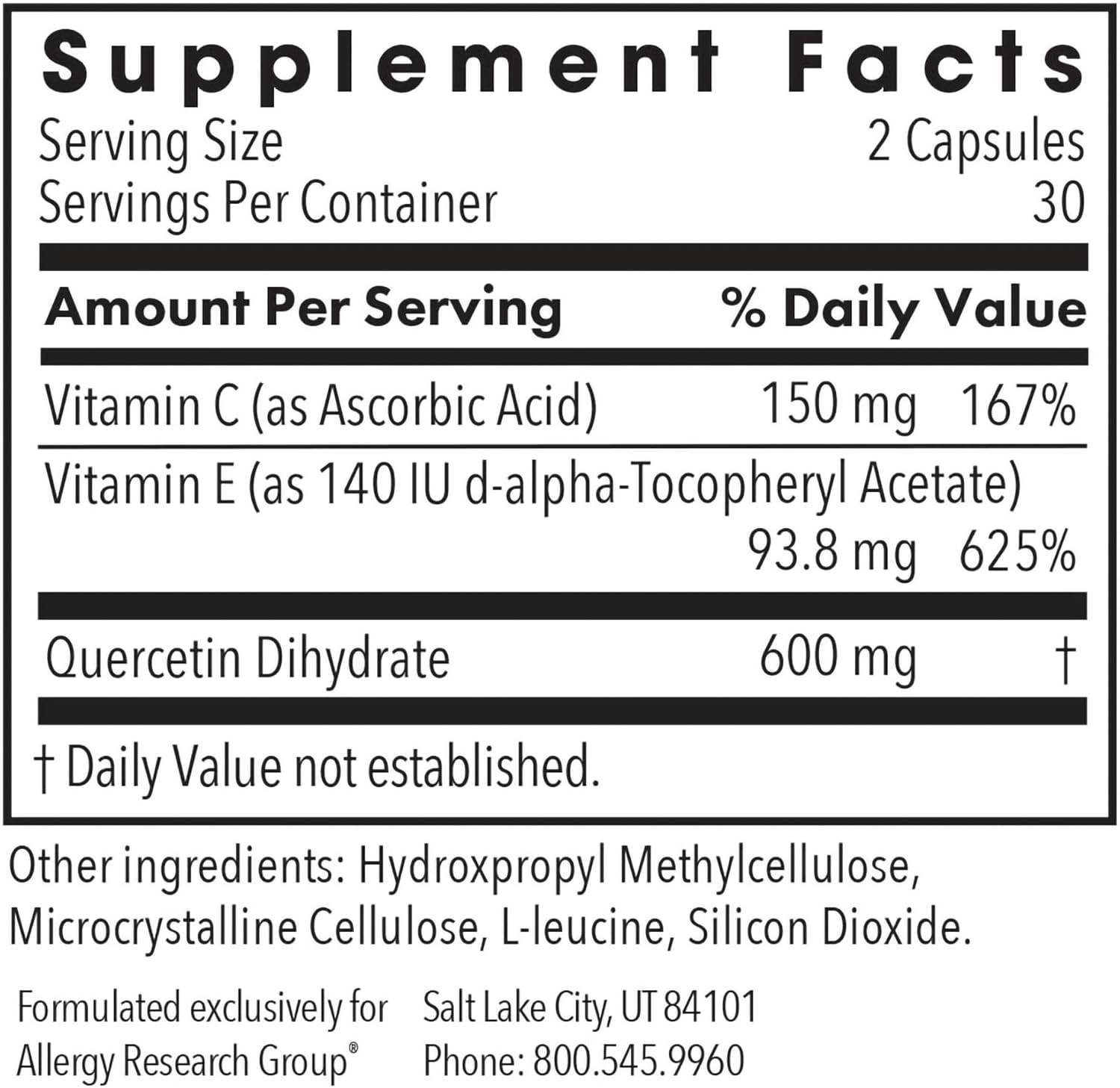 Allergy Research Group Quercetin 300 Dietary Supplement - Immune Support, Stabilized with Antioxidants, Bioflavonoid, Mast Cell, Hypoallergenic, Delayed-Release, Vegetarian Capsules - 60 Count Nirvana Guru