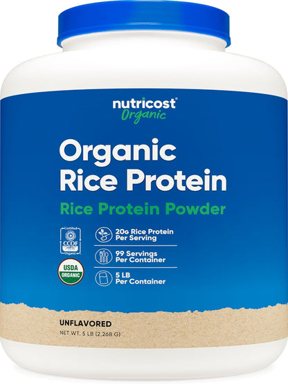Nutricost Organic Rice Protein Powder (5 LB) - Gluten-Free, GMO-Free (from Brown Rice) - Nirvana Guru