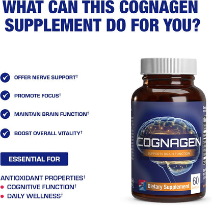 Cognagen Memory Supplement for Brain Support - Clinically Formulated Ultra High Potency Phosphatidylserine Supplement - Brain Vitamin for Memory and Focus Support - Non GMO & Soy Free - 60 Capsules Nirvana Guru